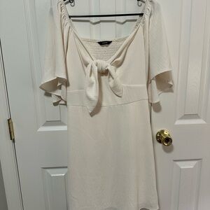 Cream Tie-Front Women’s Dress
